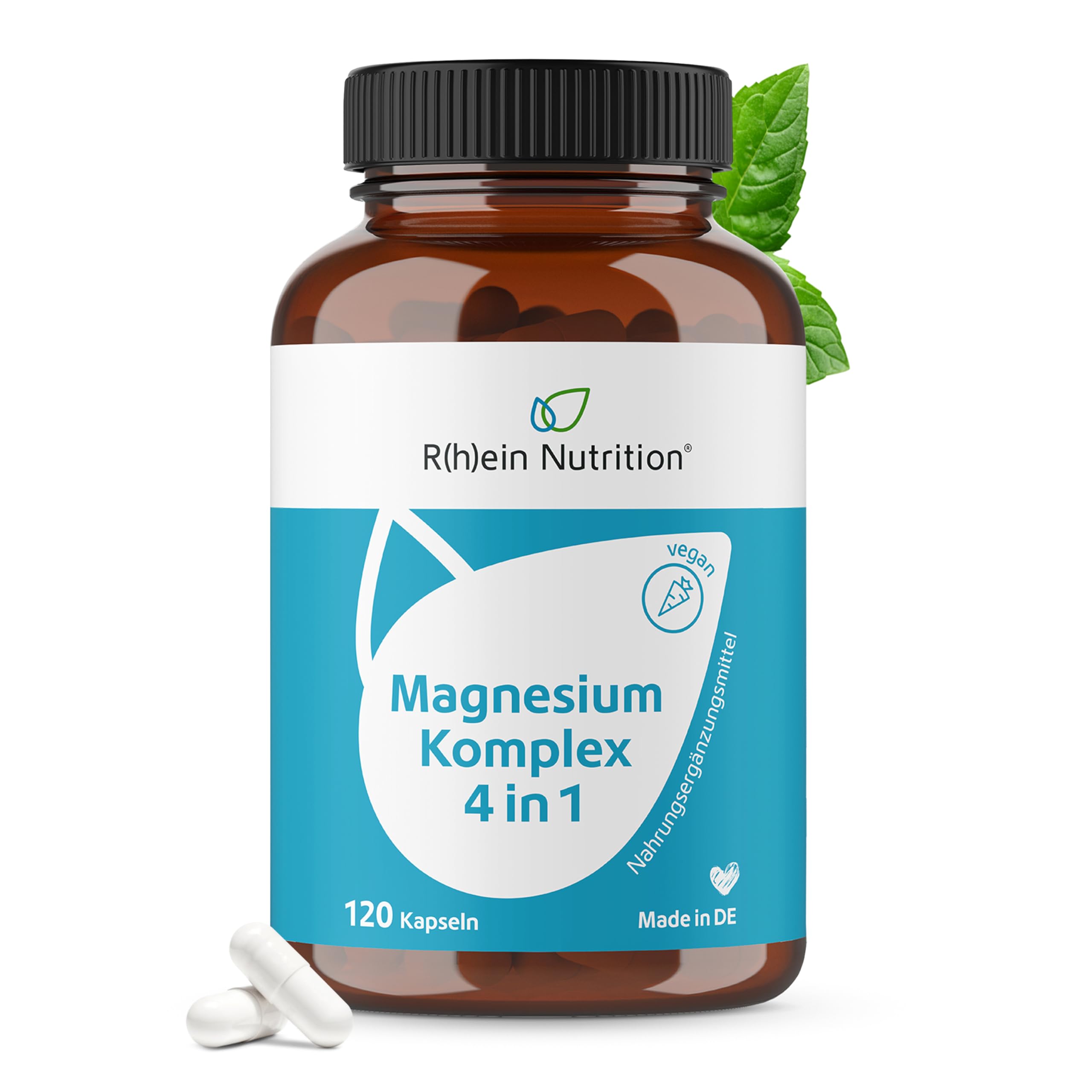 Magnesium Komplex 4 in 1 – Hochdosiert, 400 mg Magnesium pro Tagesdosis, vegan (120 Kapseln)