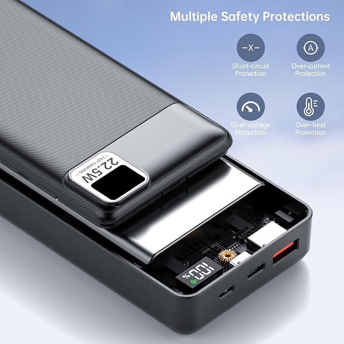 Cargador portátil de 20,000mAh 5V 2A 3A con pantalla LCD rápida carga PD20W miniatura 9
