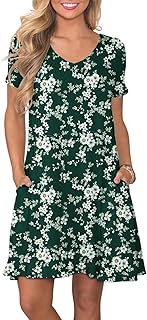 Women's Casual T Shirt Dress Summer Short Sleeve Swing Dresses with Pockets