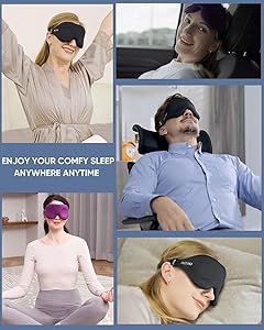 MZOO Luxury Sleep Eye Mask for Side Sleeper Men Women, Zero Eye Pressure 3D Sleeping Mask, Light Blocking Patented Design Night Blindfold, Soft Eye Shade Cover for Travel, Blue