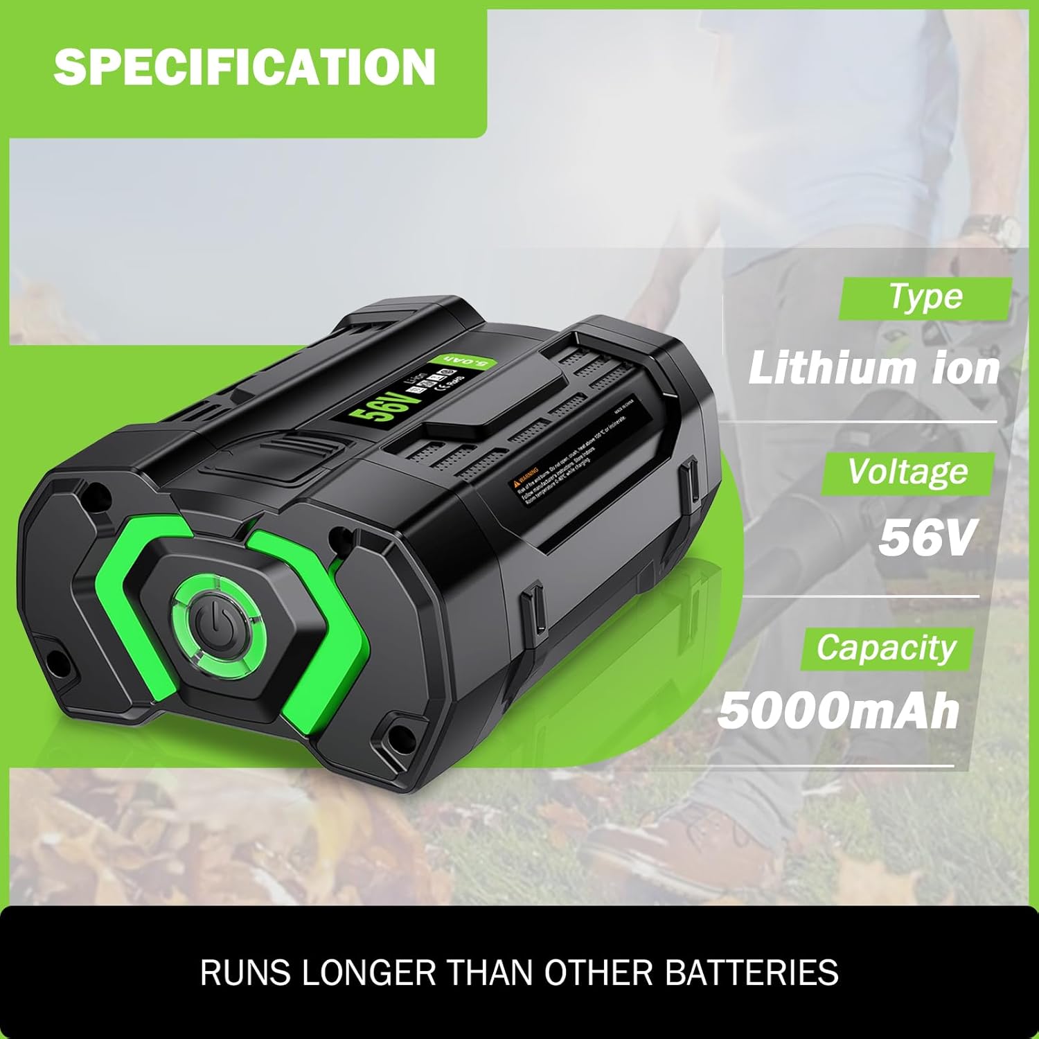 SiKER Replacement for EGO 56V Battery 5.0Ah BA2800T Battery Compatible with All EGO 56 Volt Power Tools