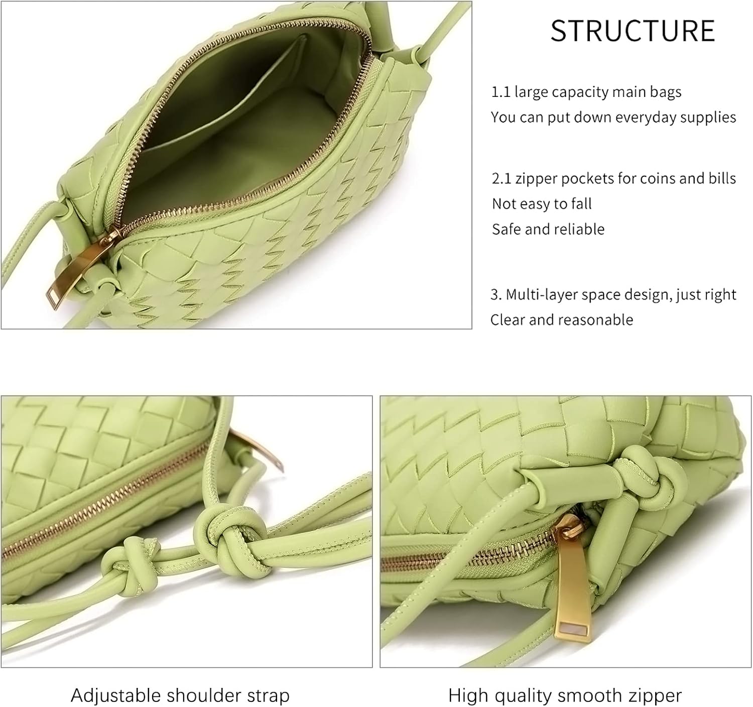 Woven Crossbody Bags For Women Fashion LeatherSmall Handmade Purse Clutch Shoulderbag Handbag - Image 7