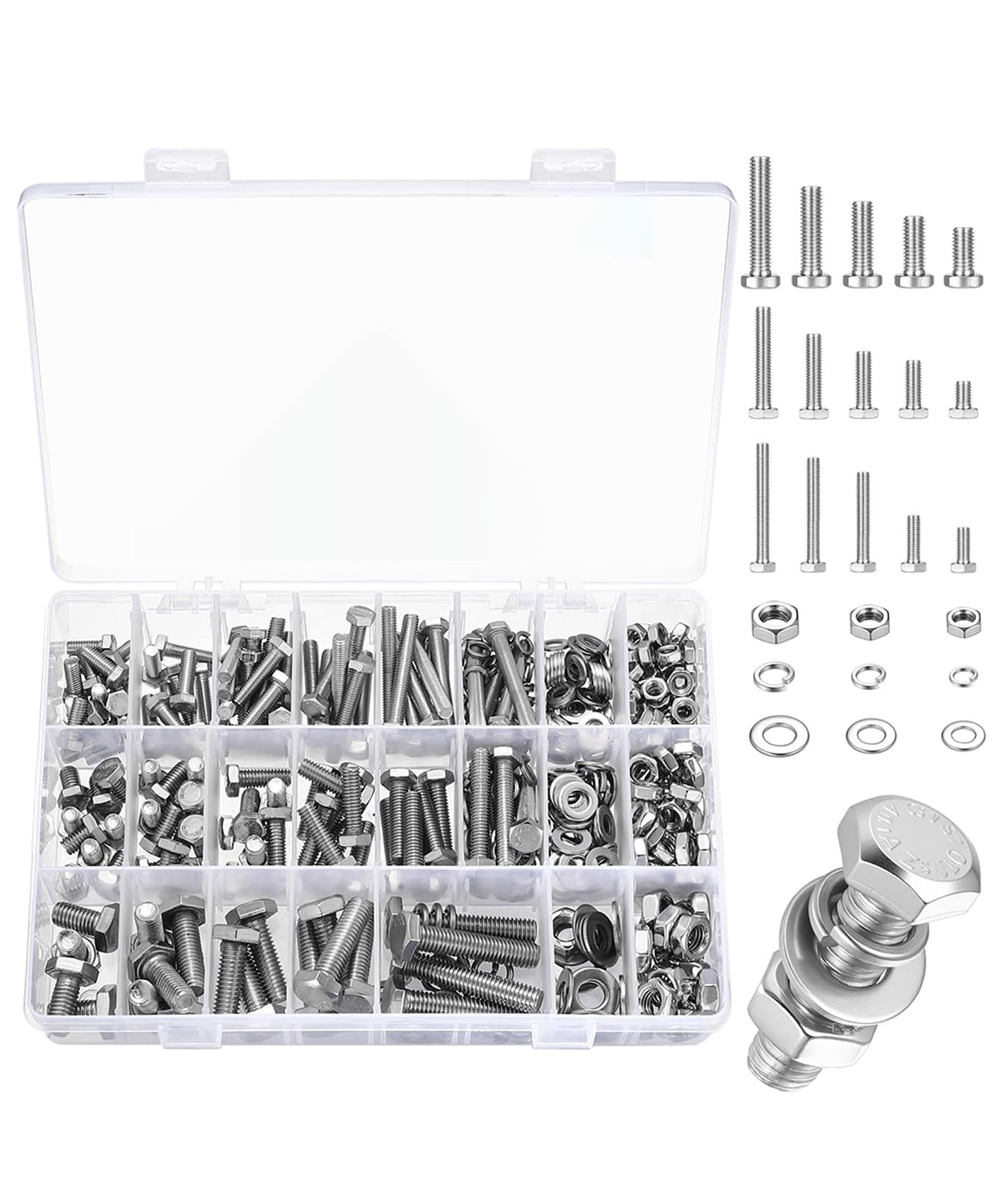 320 Pcs Screws Set Different Size, M4 Screws and Nuts, Screw Set with Washers, Nut Bolt Assortment Kit, Screws for DIY Projects Electronics Repair-image-35