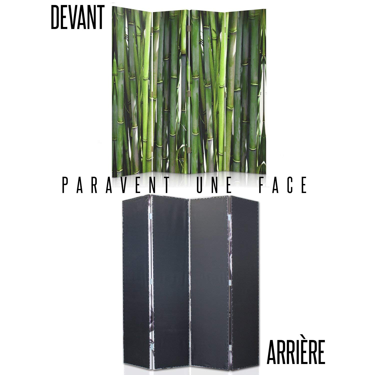 Feeby Paravent Nature 4 Panneaux 145x150 cm Une Seule Côté Cloison De Séparation Écran Pliant Paravent Interieur Décoratif Mur Espagnol Impression sur Toile Chambre d'enfant Salon Bureau Vert