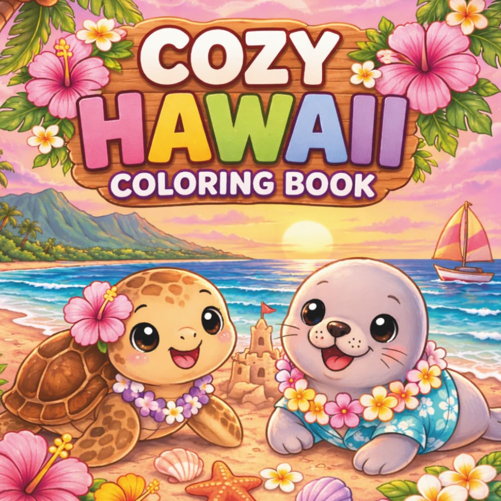 Cozy Hawaii Coloring Book: Relaxing Tropical Scenes for Stress Relief