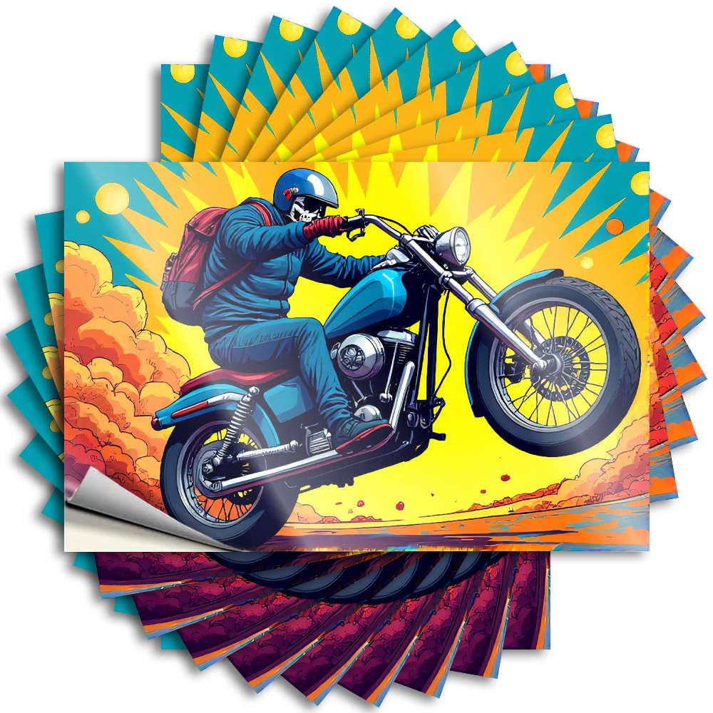Teen Room Decor, Bumper Funny Bumper Quote Stickers, Positive No Residue Decals for Luggage | Gamers Party Favor Custom Rider On Motorcycle Soaring Through Vibrant Sky(12X18CM)