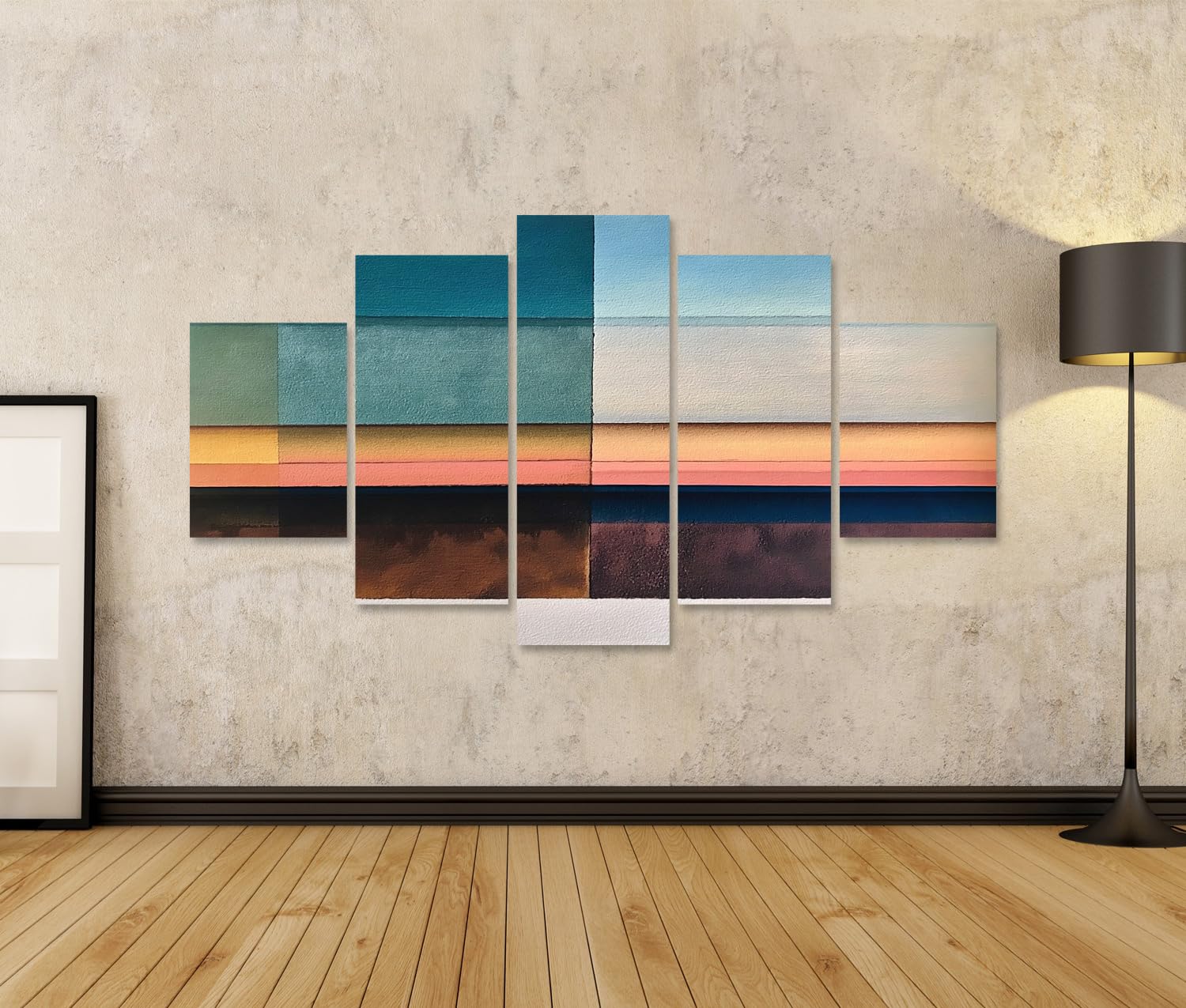 islandburner Bild auf Leinwand Faszinierende Abstraktion Kunstdruck Wohnzimmer Für Kunstliebhaber - 5-teilig