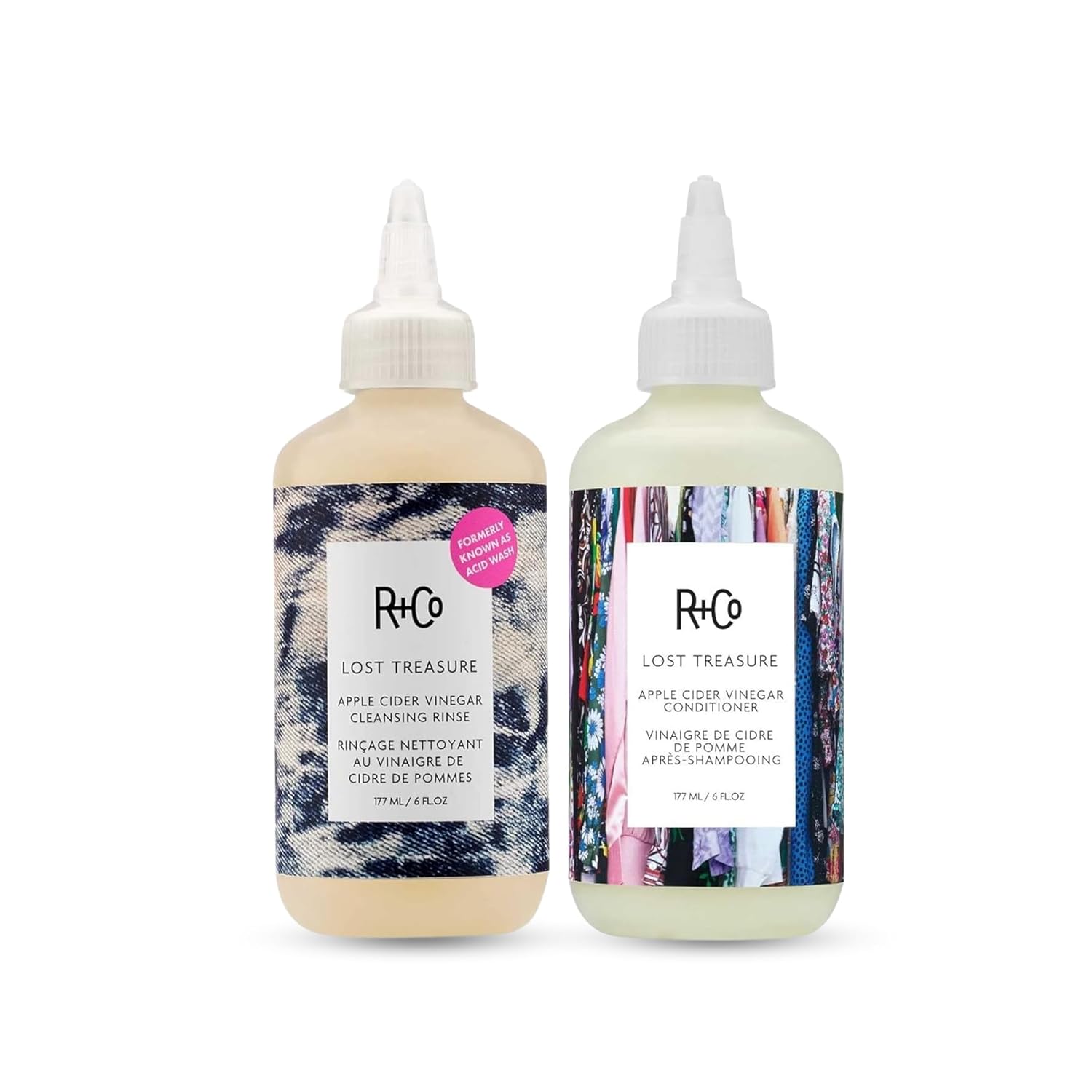 R+Co Lost Treasure Apple Cider Vinegar Hair Rinse + Conditioner Set | Shine-Boosting Hair Treatment for Clean & Healthy Hair | Remove Product Build-Up | Restore Scalp pH | 6.0oz (Set of 2)