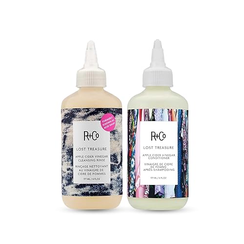 R+Co Lost Treasure - Juego de enjuague capilar con vinagre de sidra de manzana y acondicionador, tratamiento capilar que aumenta el brillo para un