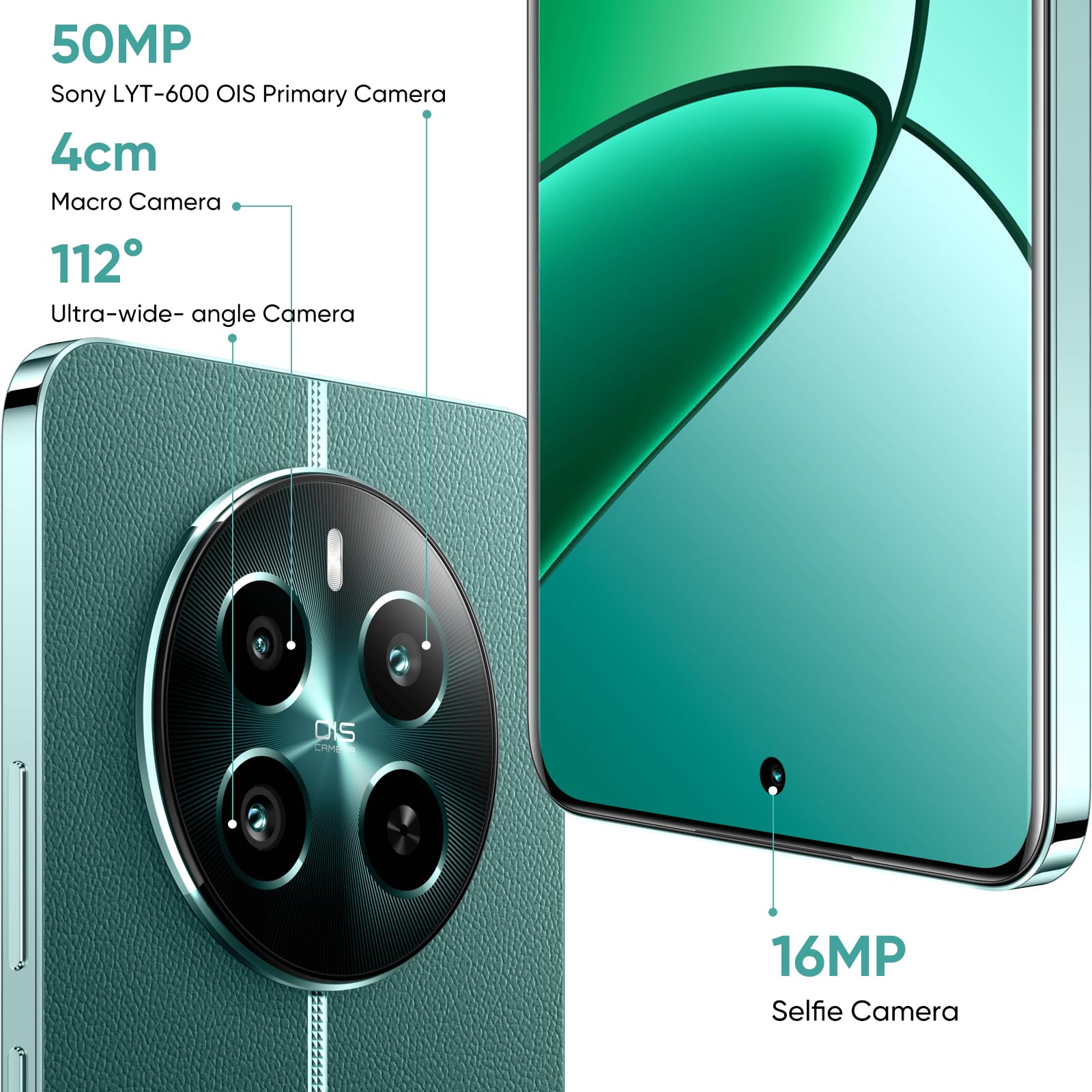 realme 12+ 5G Smartphone, fotocamera 50MP LYT-600 OIS, processore Dimensity 7050, display Curve 120Hz, doppia scheda SIM, 8 + 256GB, Verde(Senza Caricabatterie)
