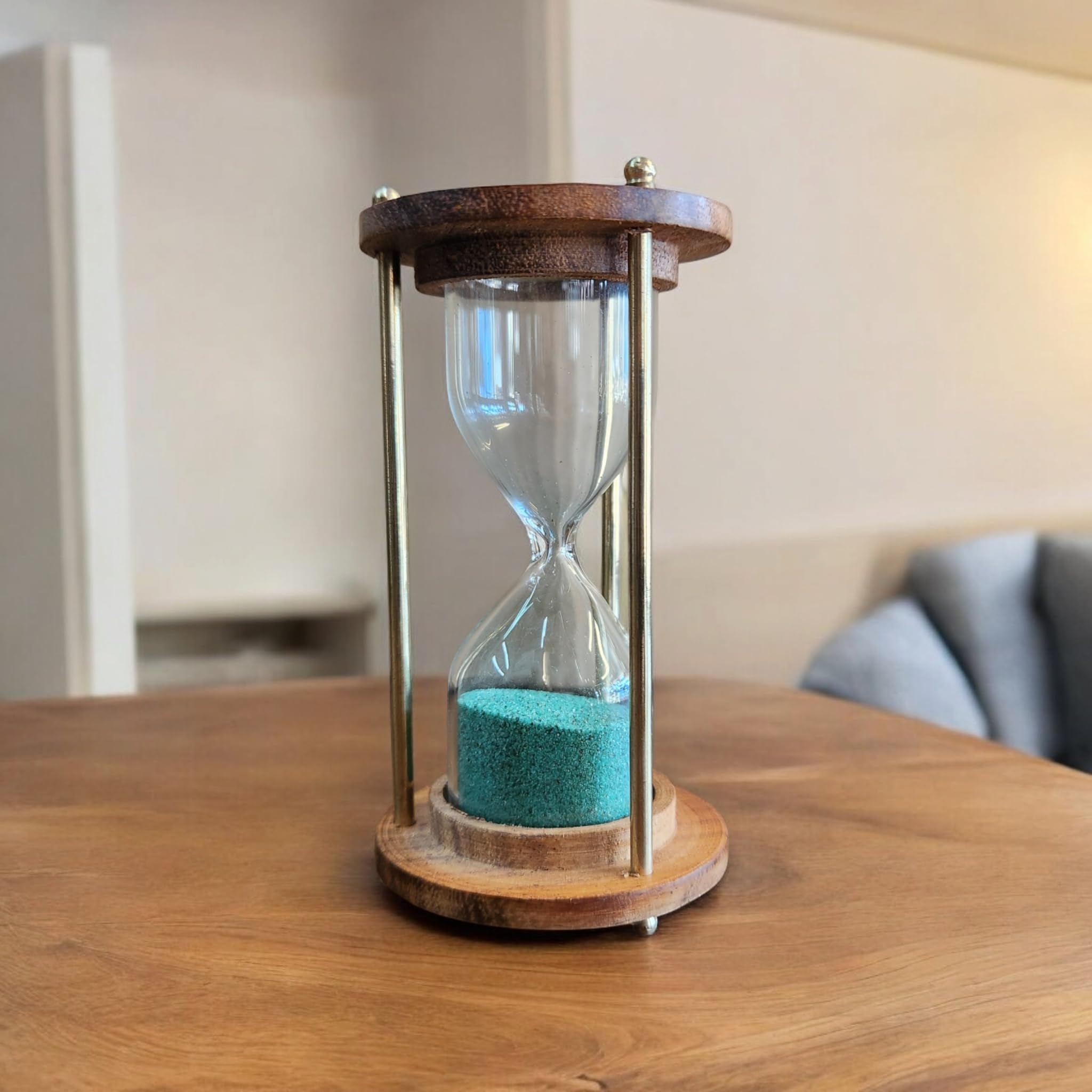 ARTNCRAFT 4" Wood Nautical 1 Minute Clock Sand Timer Handmade wooden Hourglass sandglass Decoration dining Room Living Room Closet Office Desk Bedroom Creative Gift.