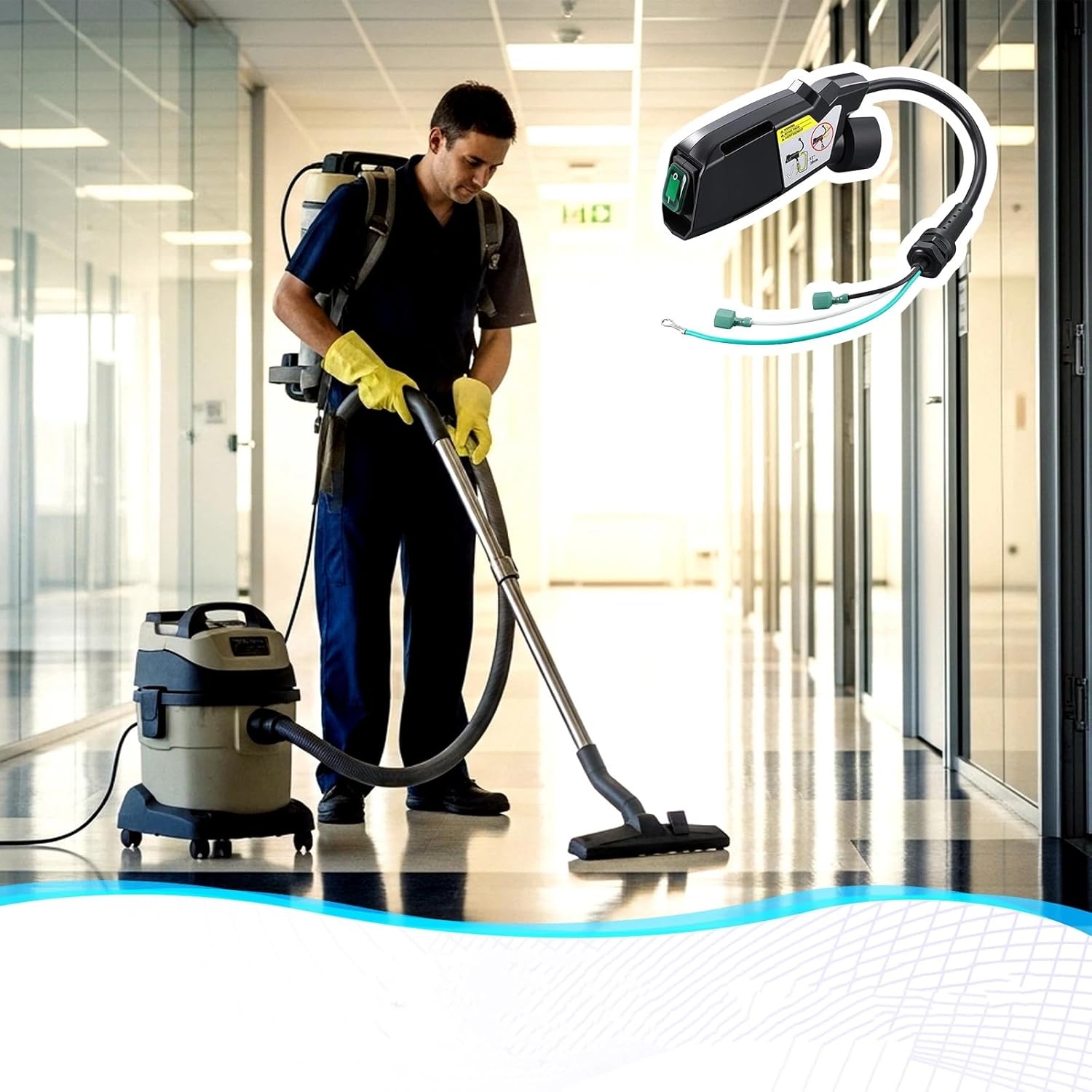 Vacuum Switch Box Full Assembly Replacement for Backpack Vacuums - Compatible with Proteam 836225 Supercoach Pro Models 6/10/pv Fs-6/107310 /107308 - Switch Cord & Power Cord Assembly