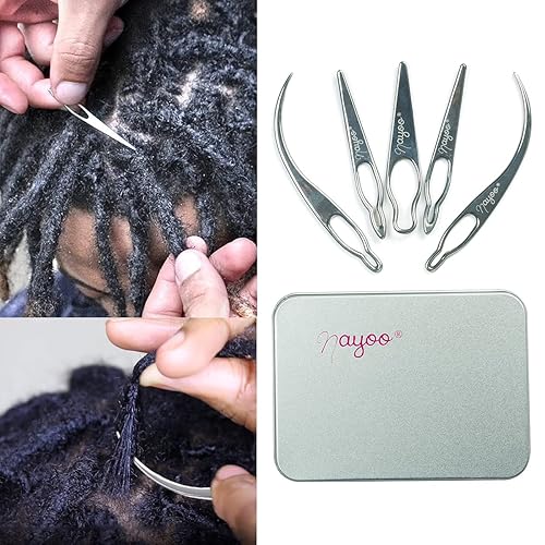 NAYOO Herramienta de enclavamiento para rastas EasyLoc herramienta de pelo para rastas 5 piezas plata herramienta de bloqueo de cabello entrelazado