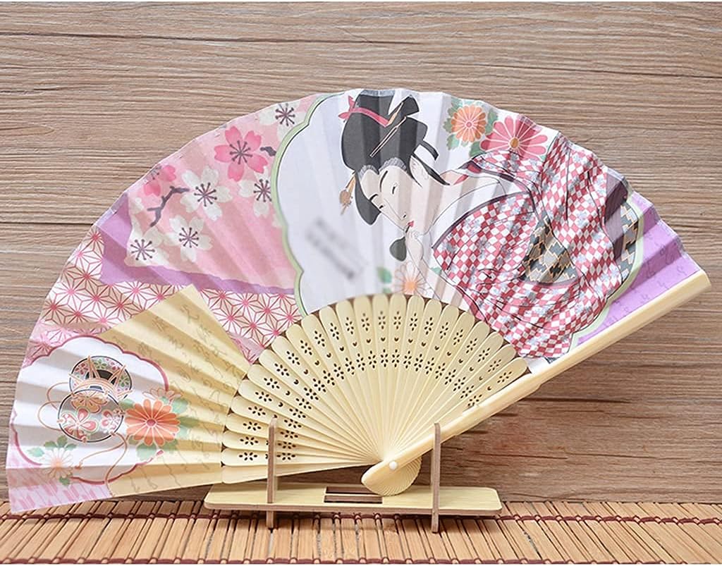 Japanese Style Folding Fan, Japanese Style Bamboo Folding Fan Decoration, Silk Cloth Folding Fan, Restaurant and Hotel Supplies Decoration Home Ceremonial Decorative Folding Fan