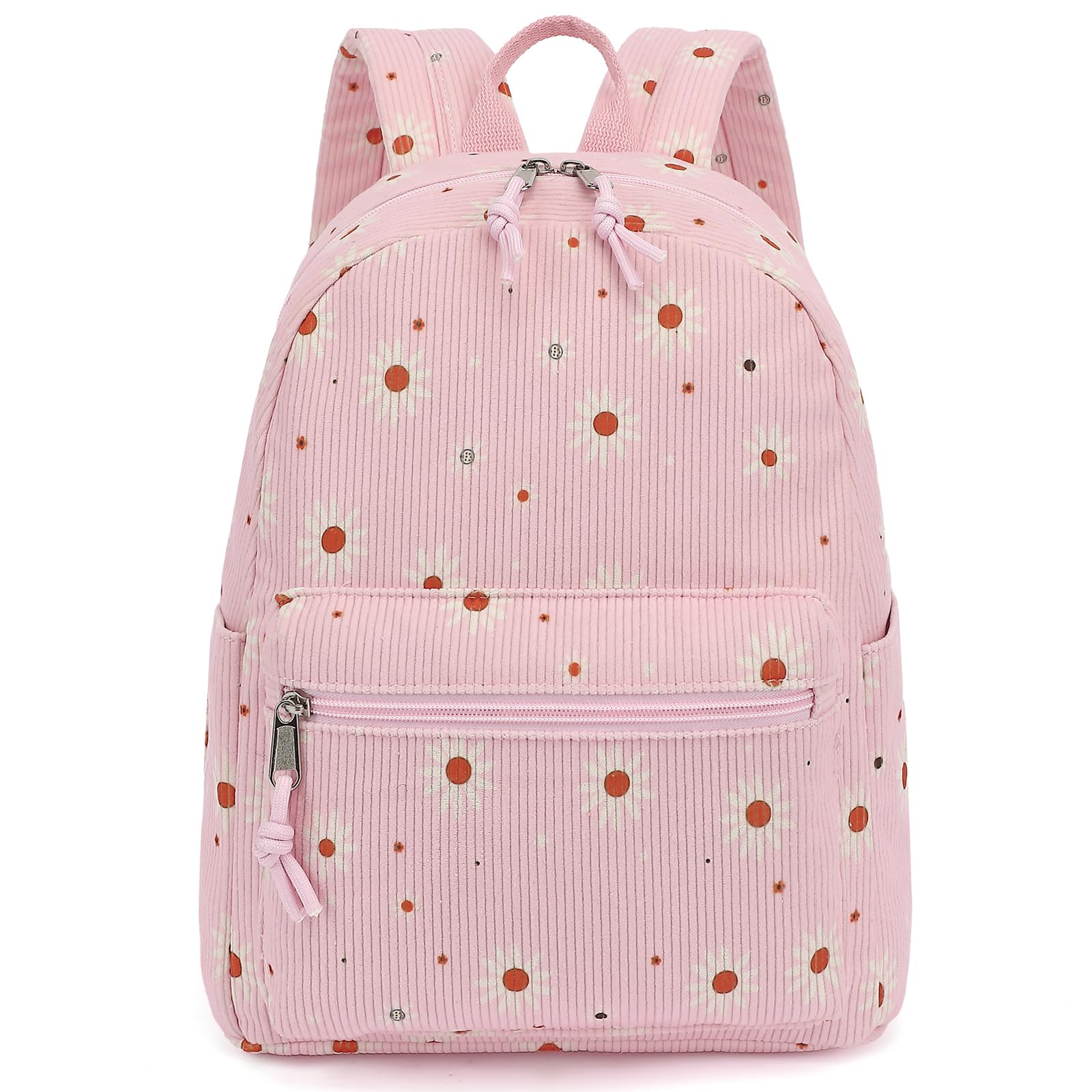 Dezcrab Corduroy Mini Backpack Purse Fashion Small Backpack Casual Daypack for Women Girls School Travel (Daisy Pink)