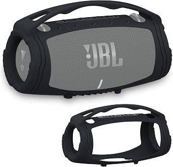 Silicone Cover Case Compatible with JBL Xtreme 3 Portable Bluetooth Speaker, Soft Skin Sleeve Protective Carrying Case with Handle Black