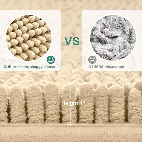 Miniatura 3 de HOMEIDEAS - Juego de tapetes para baño (2 piezas), de felpilla suave, absorbente, peluda, antideslizante, para baño, tina y ducha. Se pueden lavar a