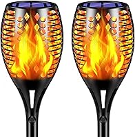 Vista 8 de TomCare Luces solares para exteriores, luces solares de llama parpadeante, impermeables, iluminación al aire libre, luces de camino, decoraciones