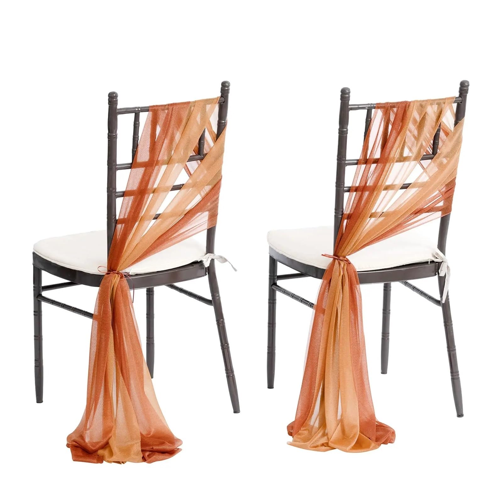 24 Stück 17x250cm Grün Chiffon Stuhlschärpen 12er Set Schärpen Hochzeit Stuhlhussen Band Hochzeit Party Gang Stuhl Dekor(Orange)