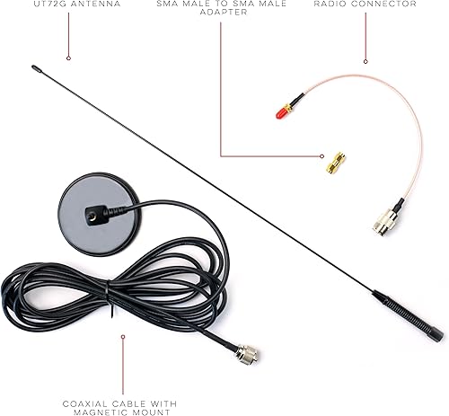 Miniatura 4 de Auténtico Nagoya UT-72G Super Carga Bobina de 19 pulgadas de montaje magnético (resistente) GMRS (462MHz) Antena PL-259, incluye adaptadores SMA