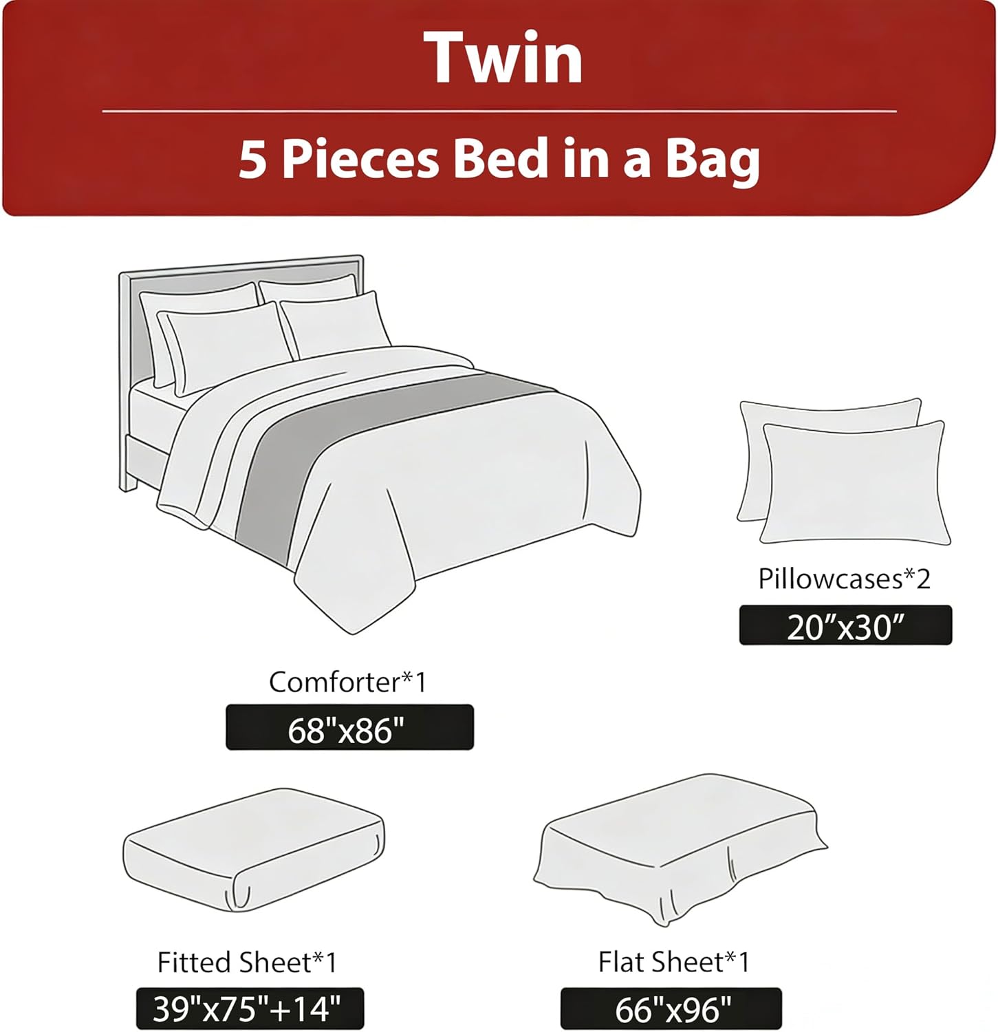 Pink Twin Bed in A Bag for Girls 5Pcs Priness Bow Comforter Set Butterfly Bedding for Kids Kawaii Bedroom Decor, 1 Comforter +2 Pillowcases + 1 Flat Sheet + 1 Fitted Sheet
