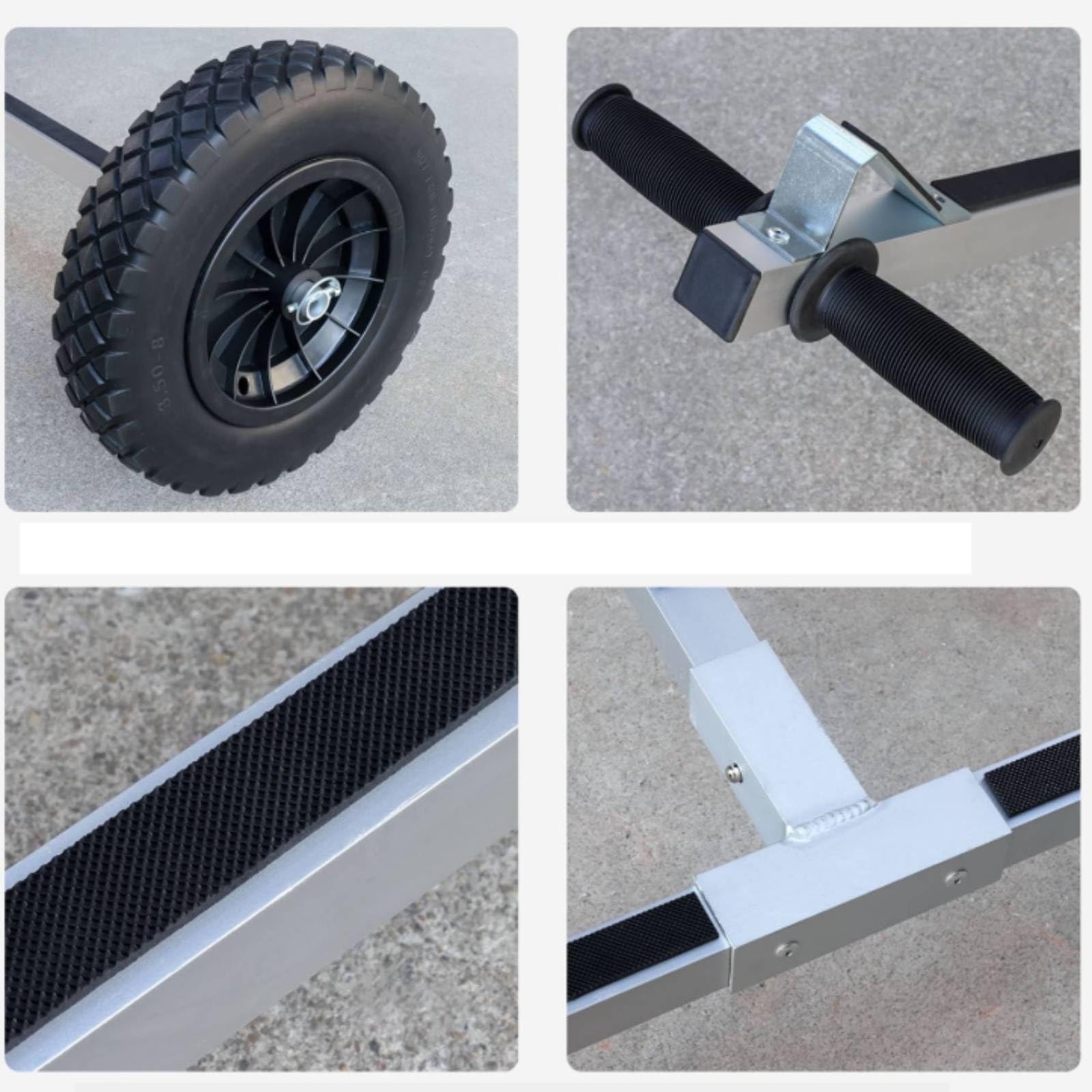 MERIGLARE Chariot de Voilier Remorque Bateau Diable Transport Support Aluminium Épais Pads Antidérapants Roues Souples Prise Main Confortable Adapté au Port Promenade Côtière Hangar Nautique