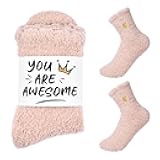 Brikabia Birthday Gifts for Women, Ultra Soft Fuzzy Socks Cozy Cloud-Like Slipper Socks for Women Self-Care Valentines
