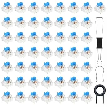 50 Pcs Keyboard Switches,3-Pin Clicky Tactile Mechanical Keyboard Switches | with Switch Puller,Clicker for 3D Prints,Dustproof Keyboard,DIY Replacement Kit,for Mechanical Gaming Keyboards