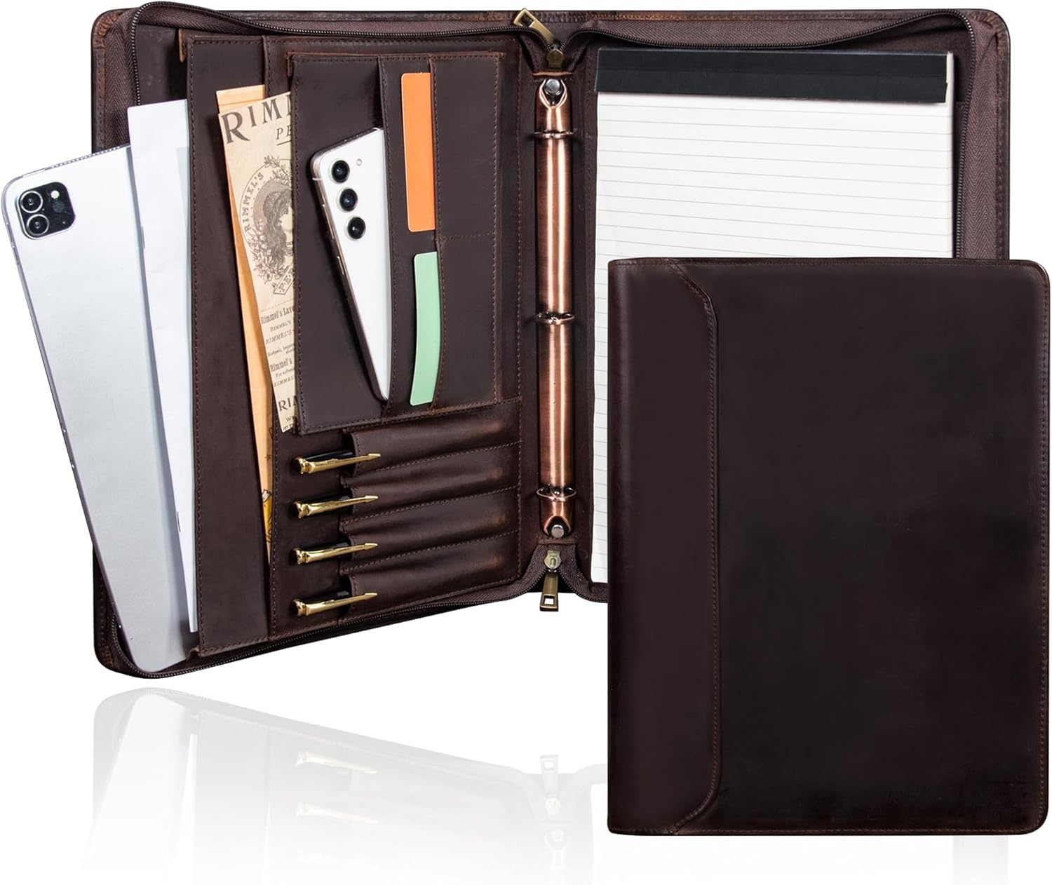 AZXCG Genuine Leather Portfolio Binder
