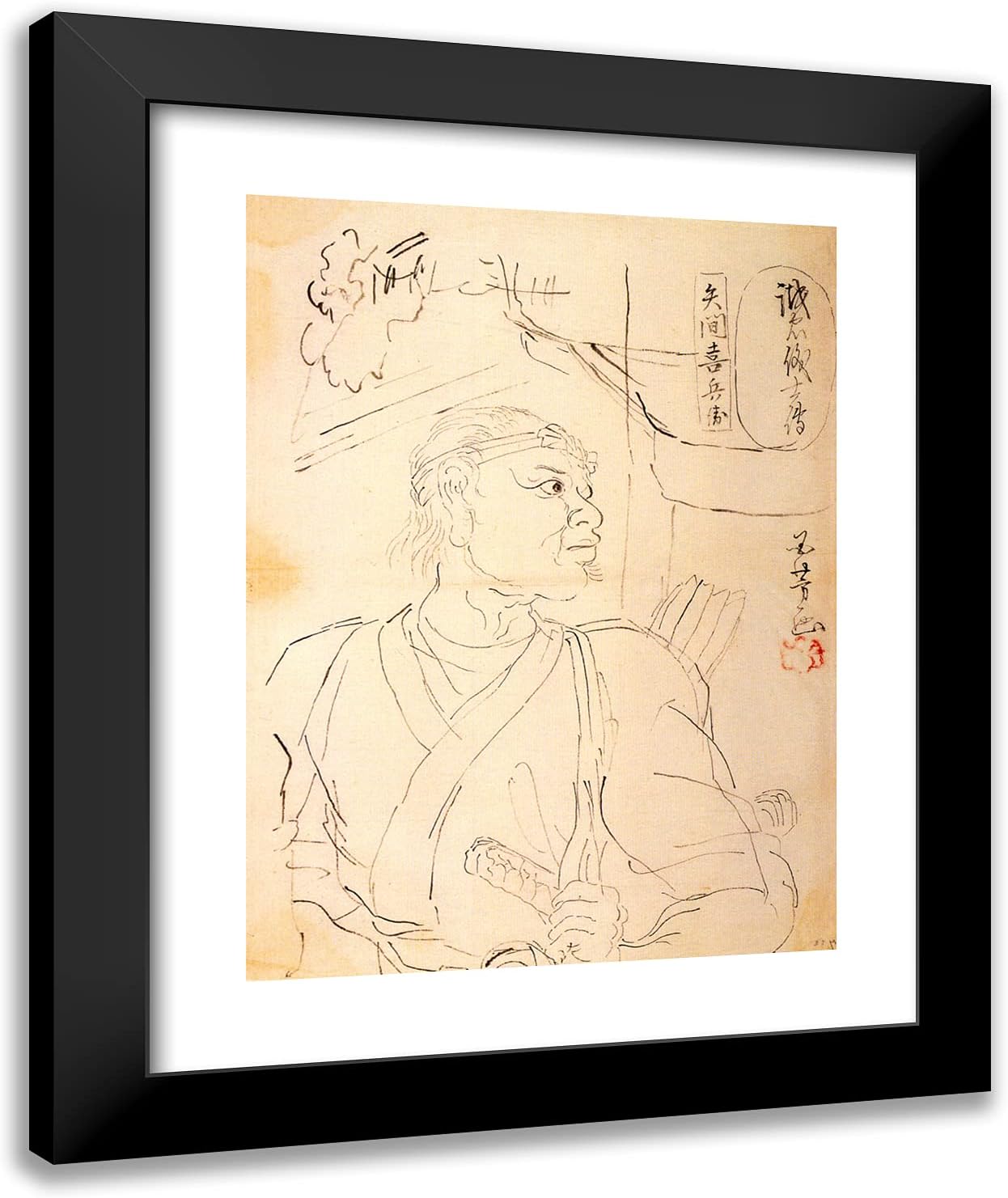 ArtDirect Kuniyoshi, Utagawa 20x24 Black Modern Framed Art Print Titled: Samurai Yazama Kihei Mitsunobu
