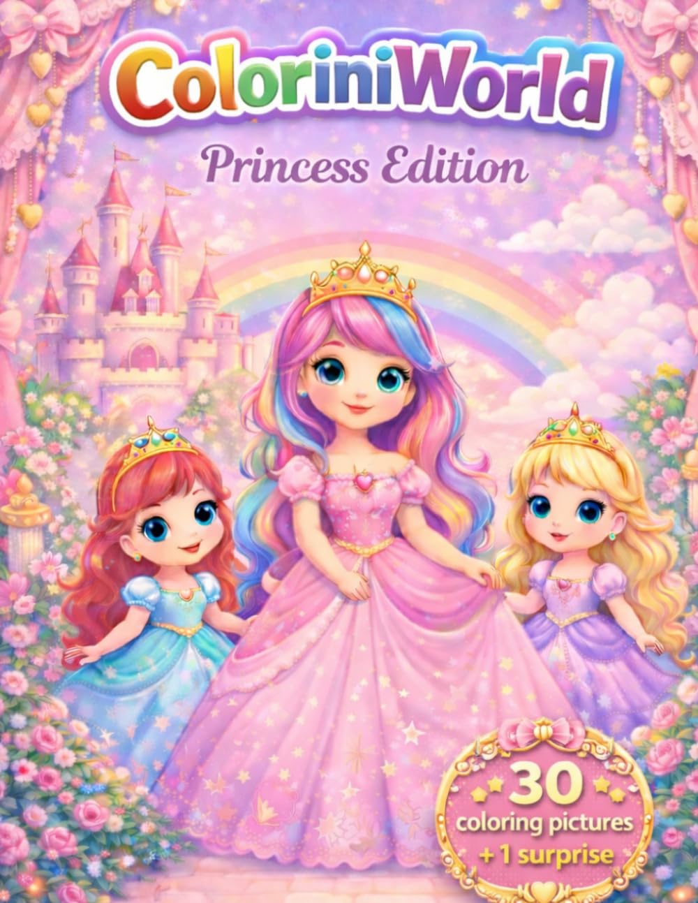 ColoriniWorld - Princess Edition: Magical Princess Coloring Book for Kids Ages 3–8 – Cute, Fun and Easy Coloring Pages with Princesses, Animals and Fairy Adventures