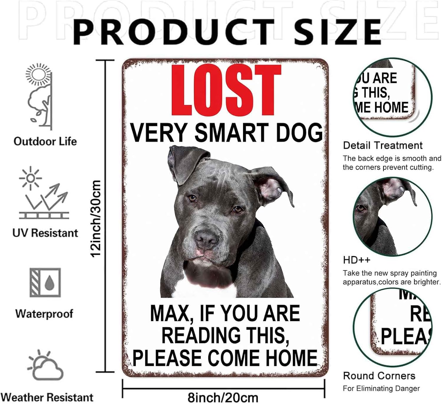 Funny Lost Very Smart Dog Max Aluminum Metal Sign 8 x 12 Inch image 2