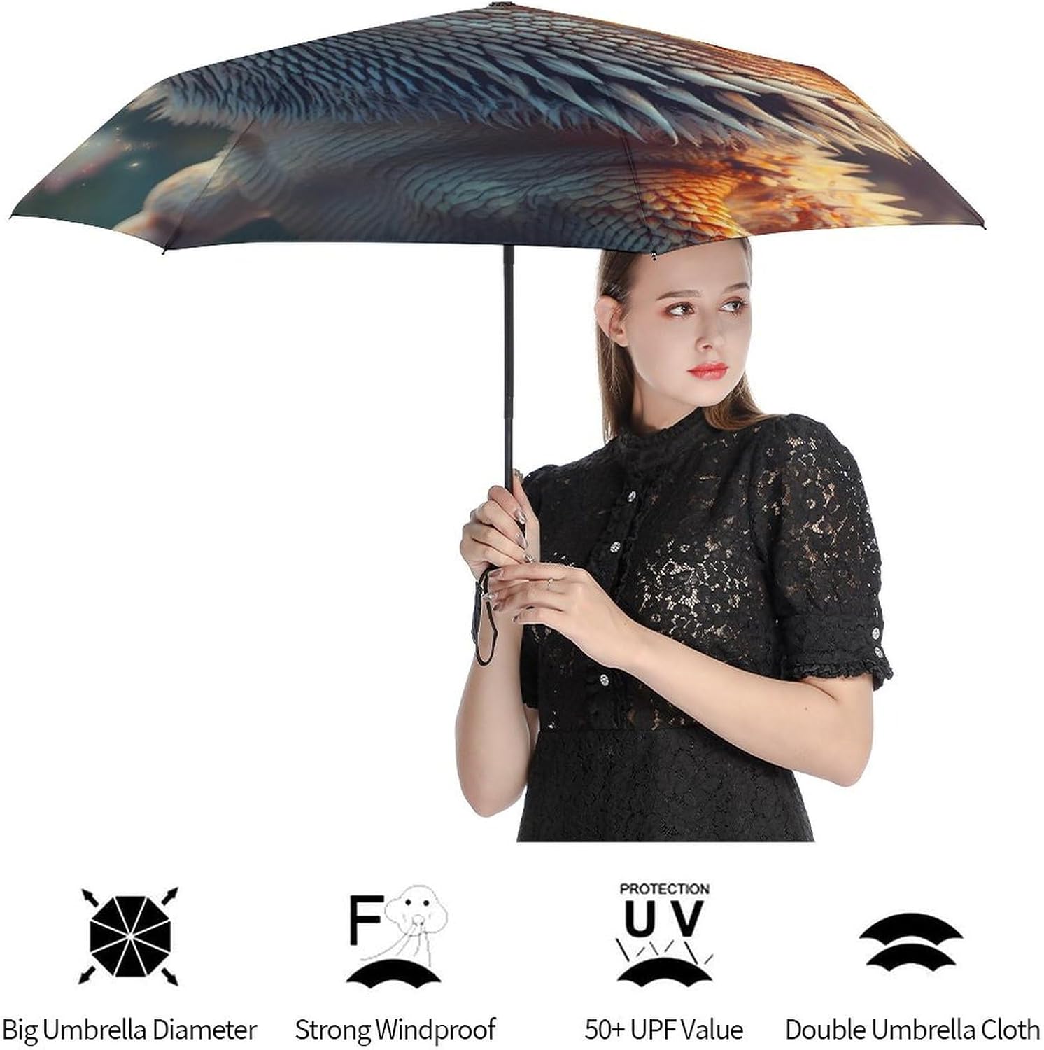 Lizards Bearded Dragon Compact Umbrella 3 Folding Windproof Automatic Umbrellas Portable Travel Accessories image 4