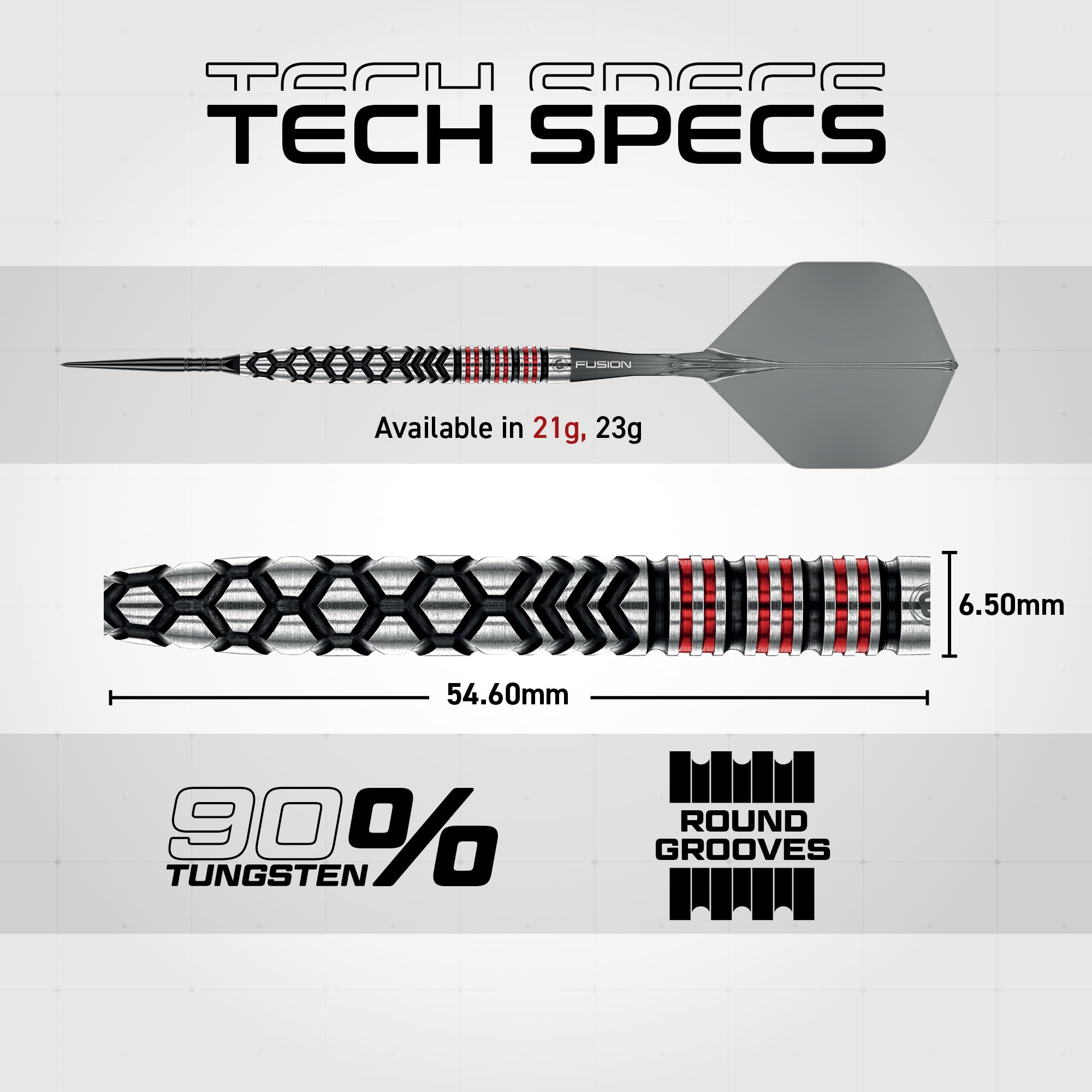 WINMAU Darts-Fornax – Set di freccette professionali al 90% in tungsteno, tecnologia Switch Point, fusti paralleli neri e rossi, 2 punti intercambiabili (onda e liscia), sistema di cambio rapido |