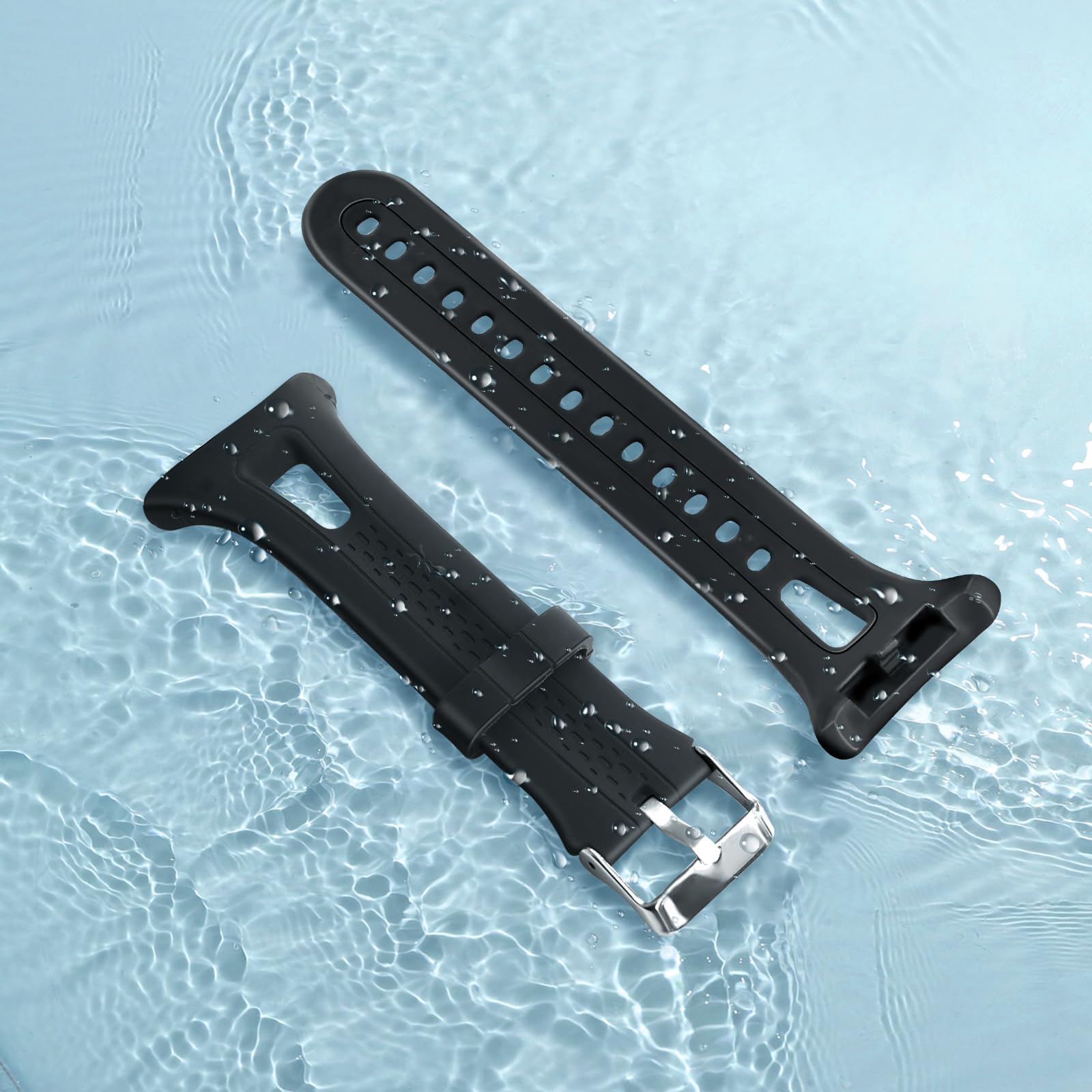 Silicone Wristband Strap Smartwatch Bracelet Band for Garmin Forerunner 10/Forerunner 15 GPS Running (black) - Image 4