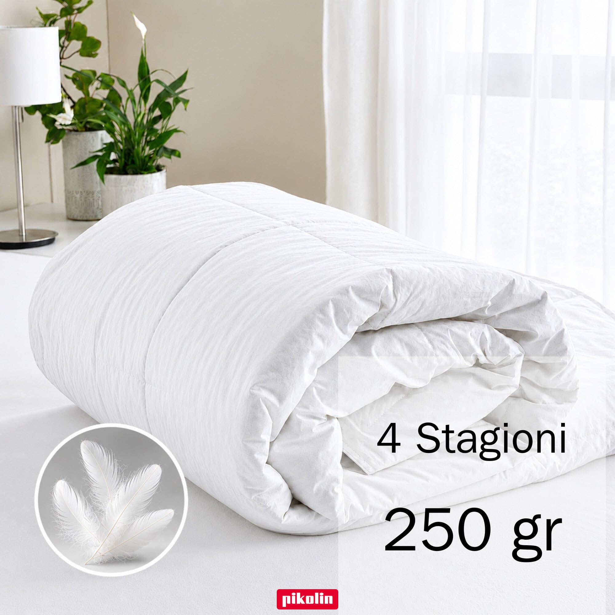 Pikolin Home - Piumino in piumino d’oca 92% in cotone, consigliato per l'autunno e l'inverno e per le camere con temperature medie