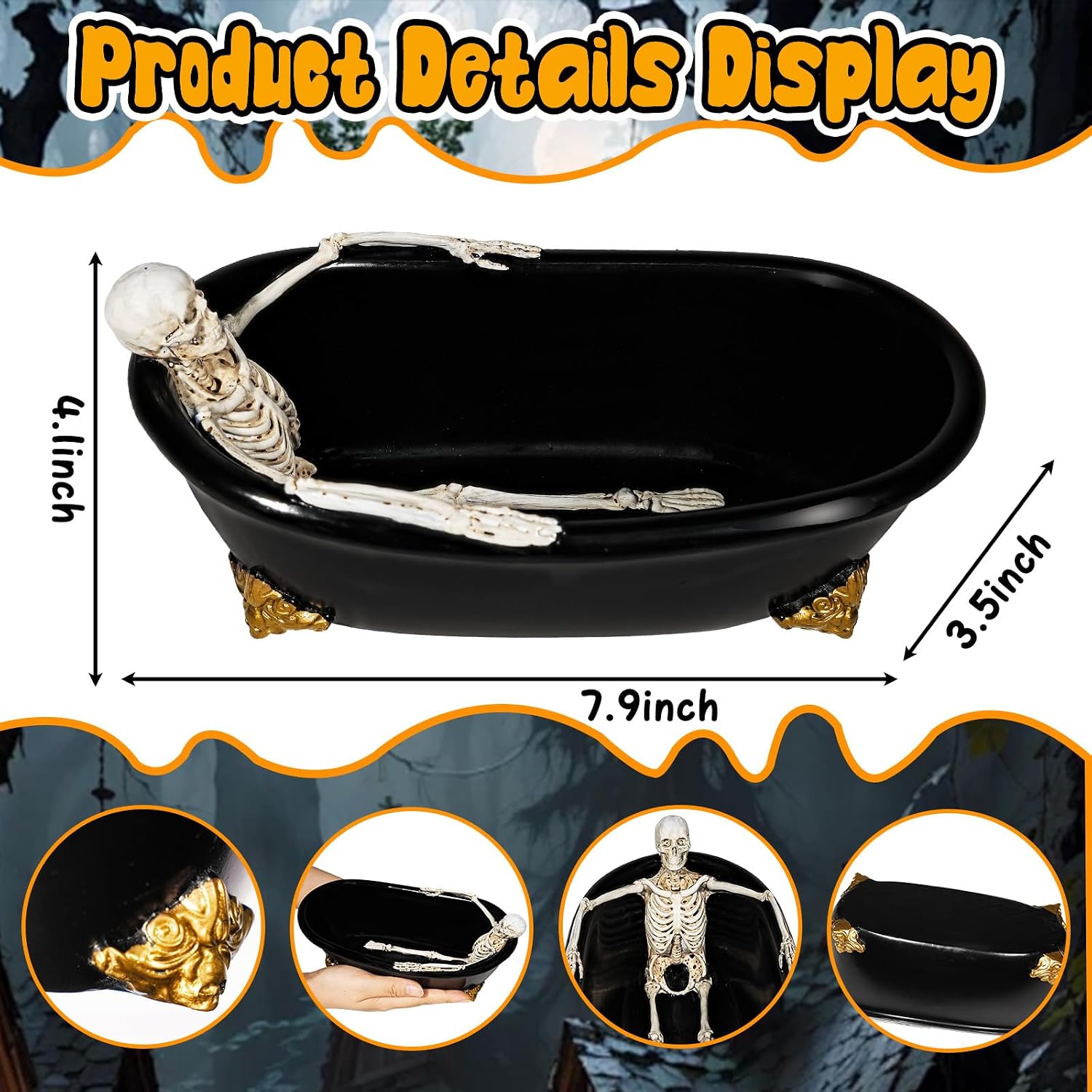 Wowagoga Skull Candy Dish, Halloween Bathtub Bowl, Halloween Candy Bowl