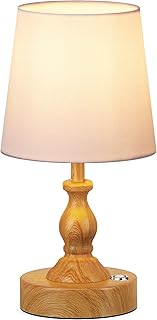 PARTPHONER Mini Cordless LED Table Lamp, 5200mAh Rechargeable Battery Operated Lamp, 3-Level Brightness, Touch Dimmable Desk Lamp, Bedside Night Light for Patio Camping Restaurant Home, Wood Grain