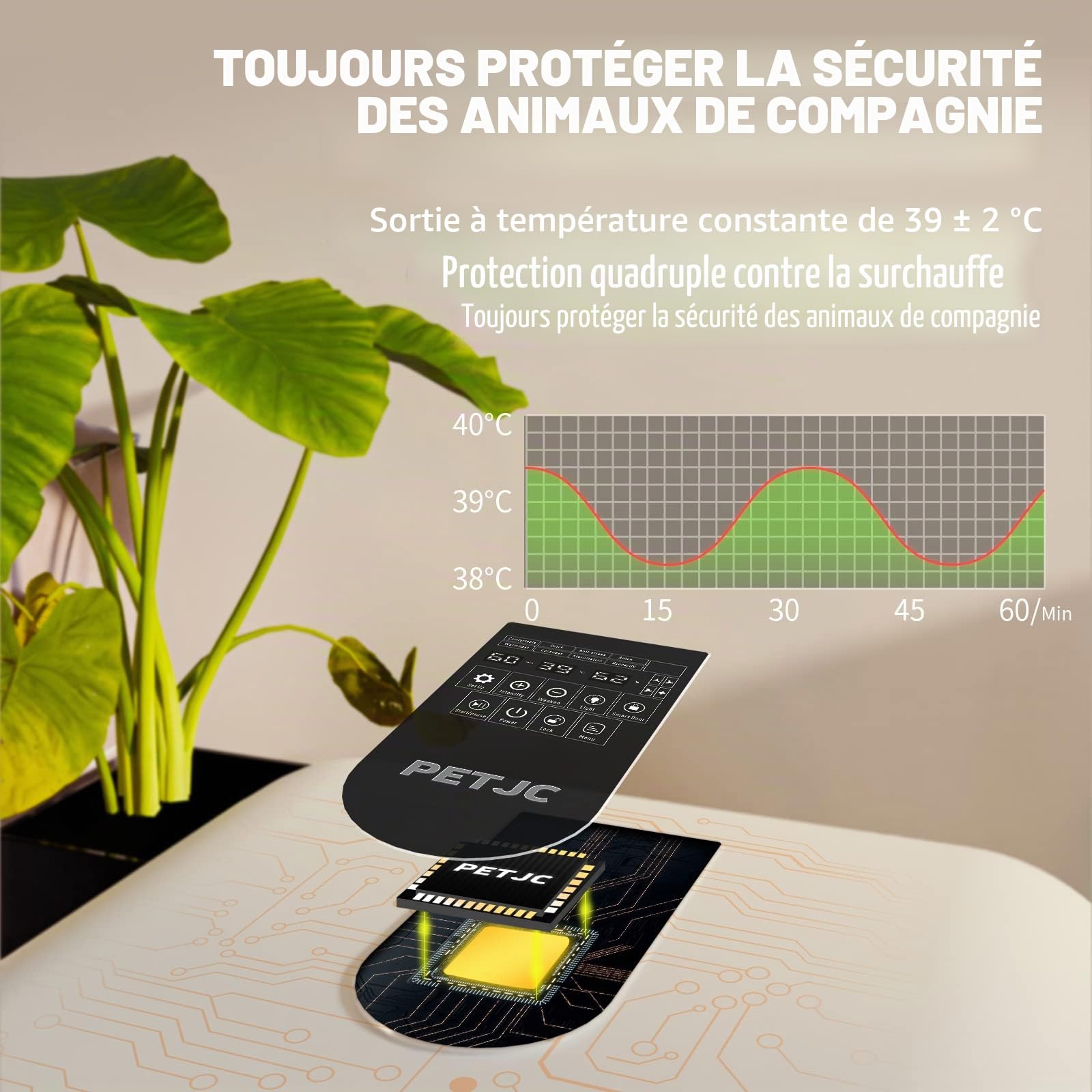 PETJC Sèche-Cheveux Automatique pour Chat et Petits Chiens, 71L Grande Capacité, Contrôle Intelligent de la Température,boîte de séchage de cheveux d'animaux de compagnie ultra silencieux 360 séchage