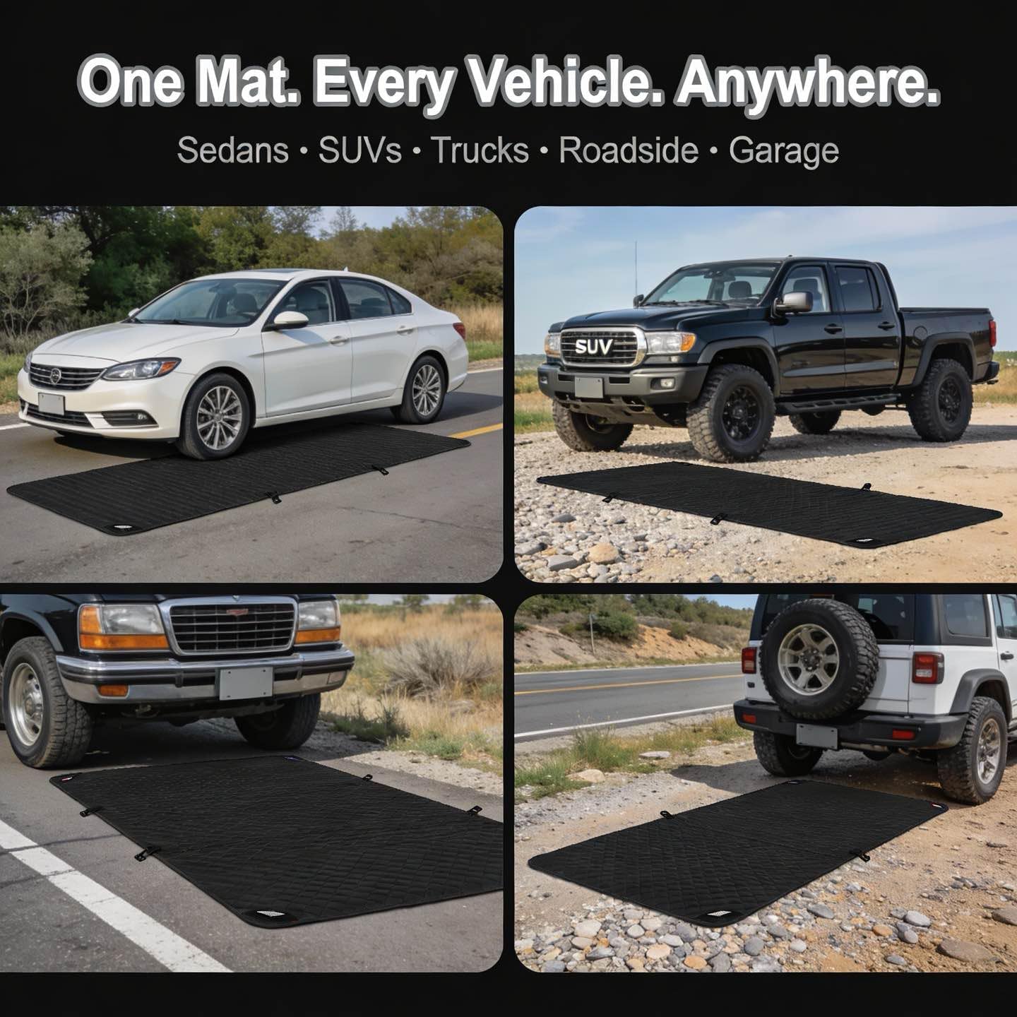 Rolling Creeper Mat, 60"x28" Under Car Repair Pad with Storage Bag, Foldable Low-Profile Mechanics Mat for SUVs, Trucks & Low Clearance Cars, Waterproof & Easy Clean Garage Floor Magical Rolling Mat