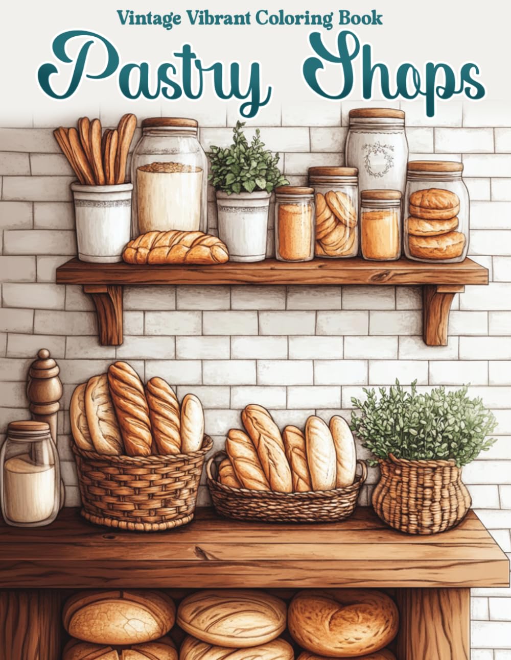 Vintage Pastry Shops Coloring Book: Retro Bakery Coloring Pages with Delicious Desserts and Cozy Bakehouse Scenes for Teens & Adults to Reduce Stress