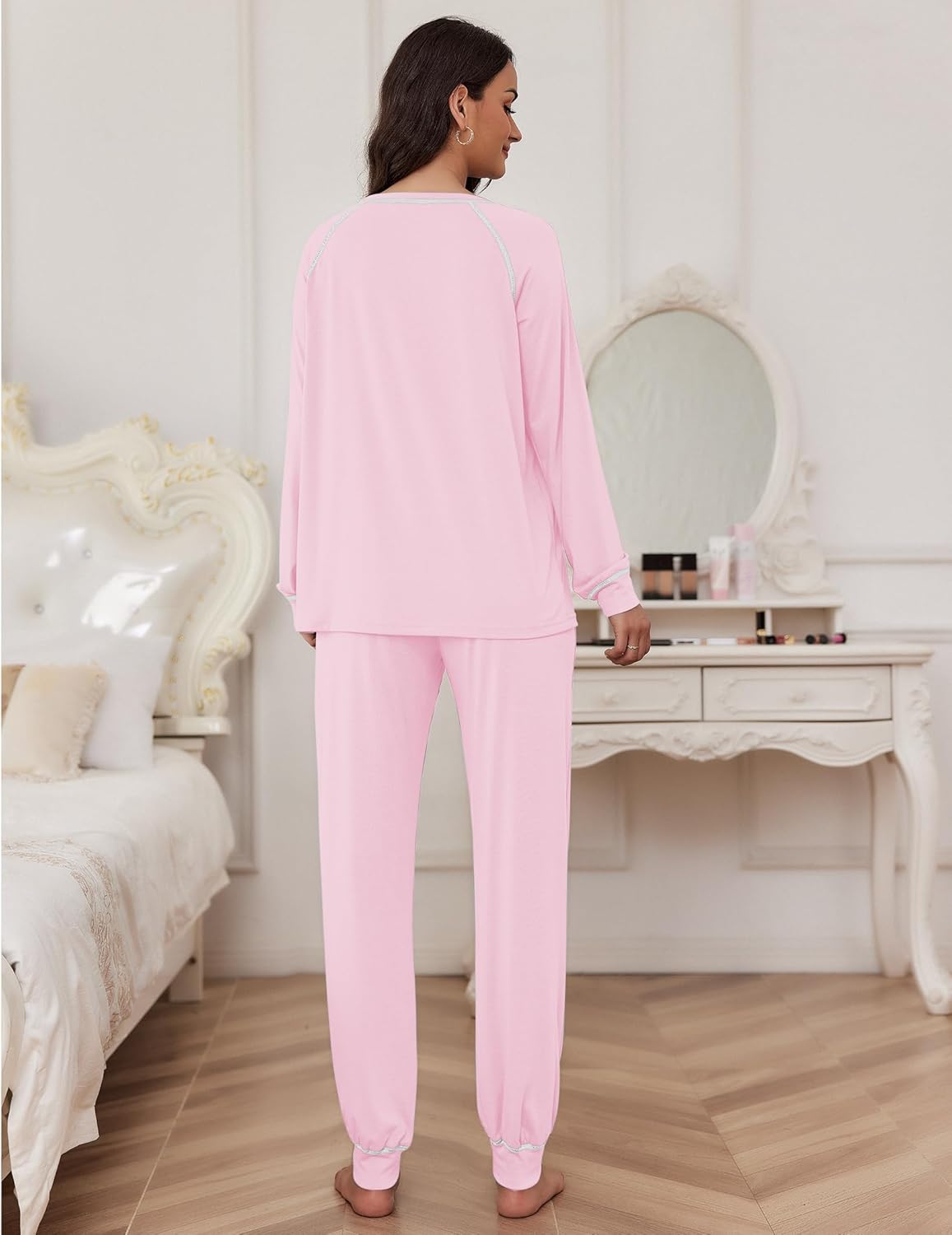 Ekouaer Pajamas Set for Women Soft Comfy Pjs Sets Long Sleeve Sleepwear Loungewear S-XXL - Image 4