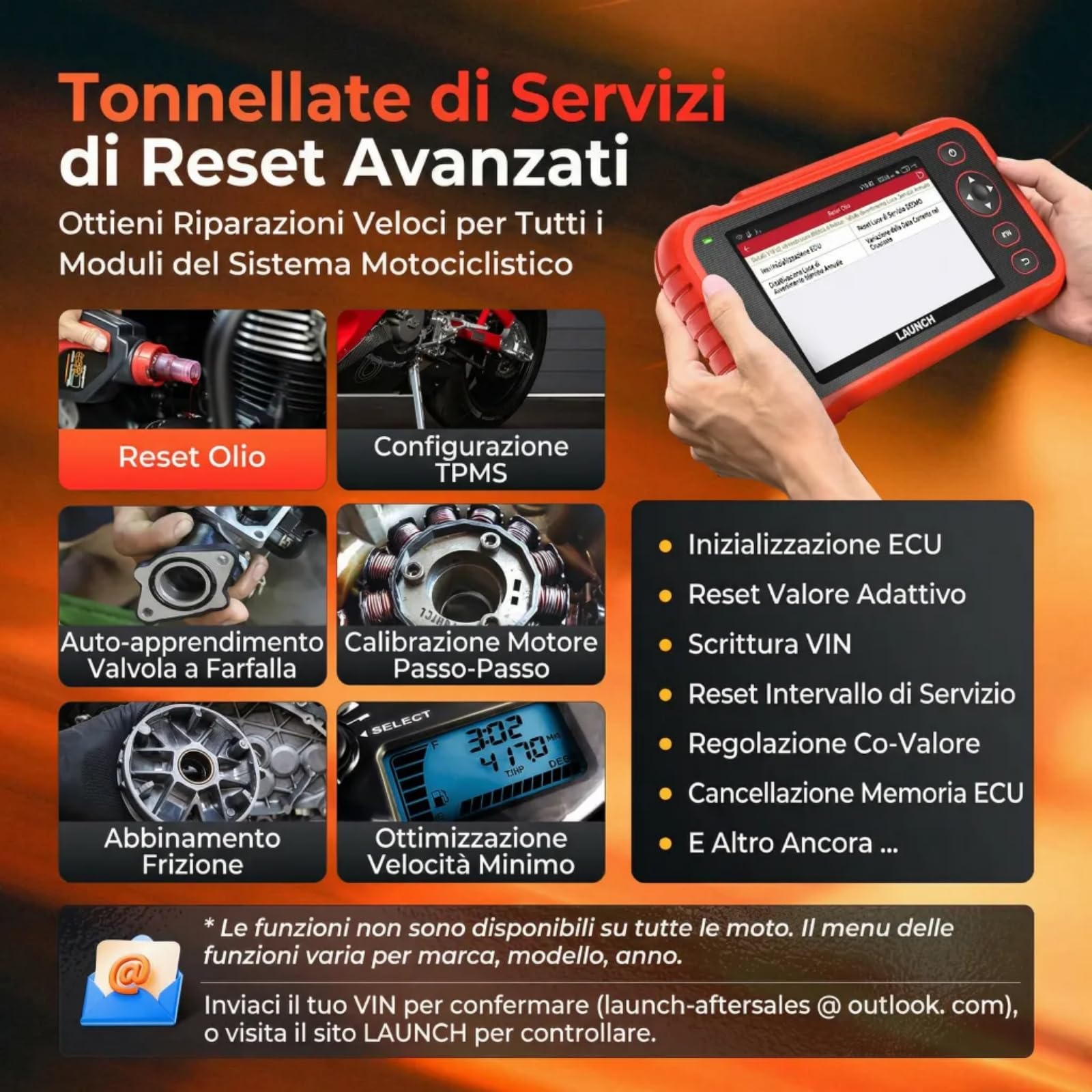 Launch CRP129 MT Pro Strumento di diagnostica per moto, test bidirezionale completo di tutti i sistemi OE, reset per Harley Honda Yamaha Kawasaki, 38+ marche, 11 lingue, 2 anni di aggiornamenti