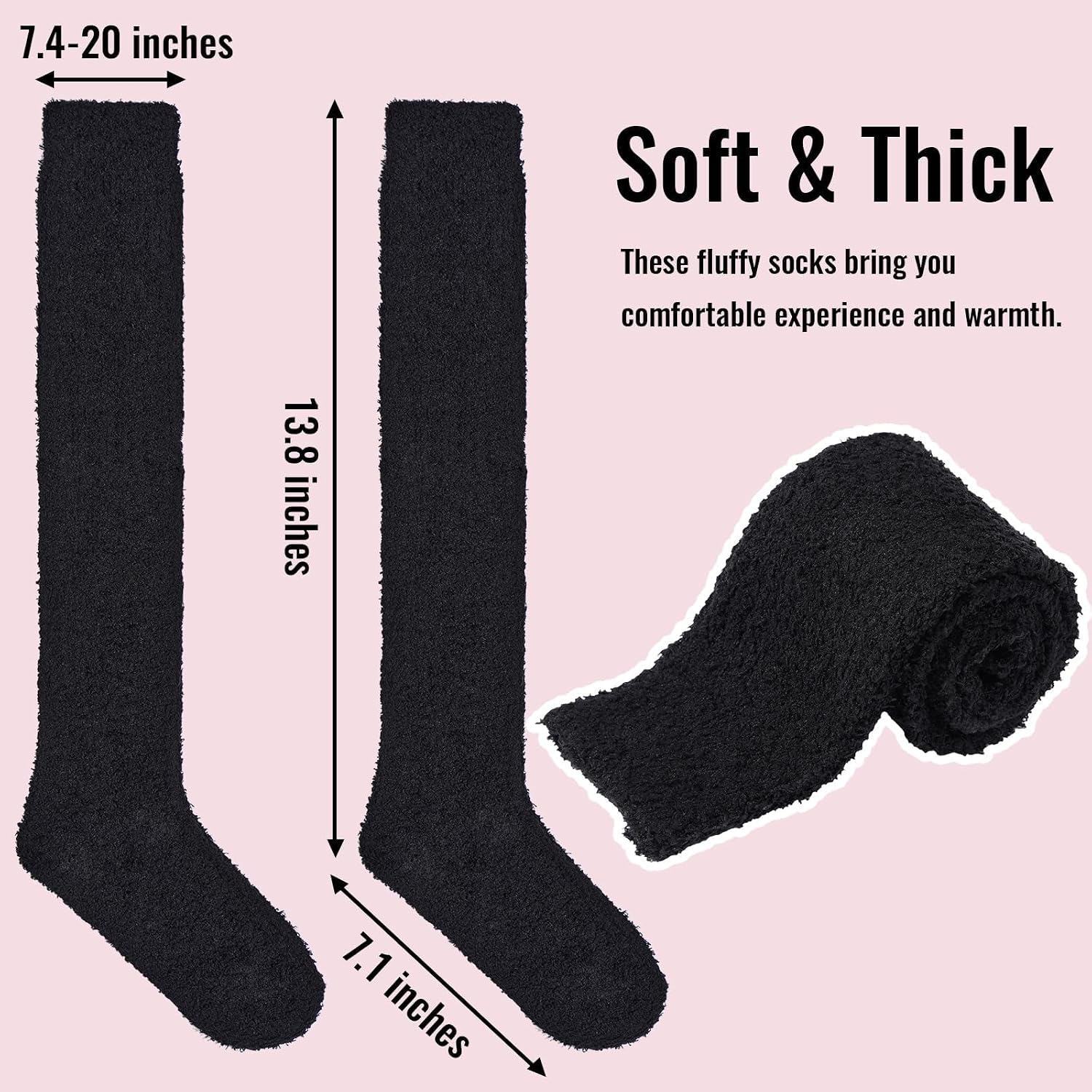 Moon Wood Women's Fuzzy Knee High Winter Warm Plush Leg Warmers Thermal Slouch Socks