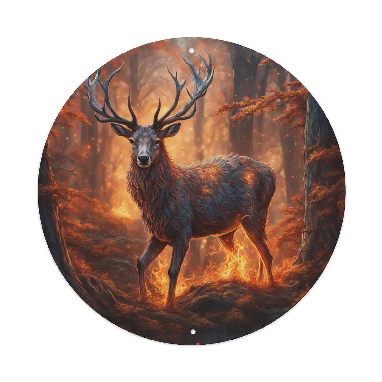 Animal Artwork Deer in The Forest Vintage Metal Tin Sign Plaque Wall Decor for Cafe, Club Bar, Office, Garden Metal Poster 8x8Inch