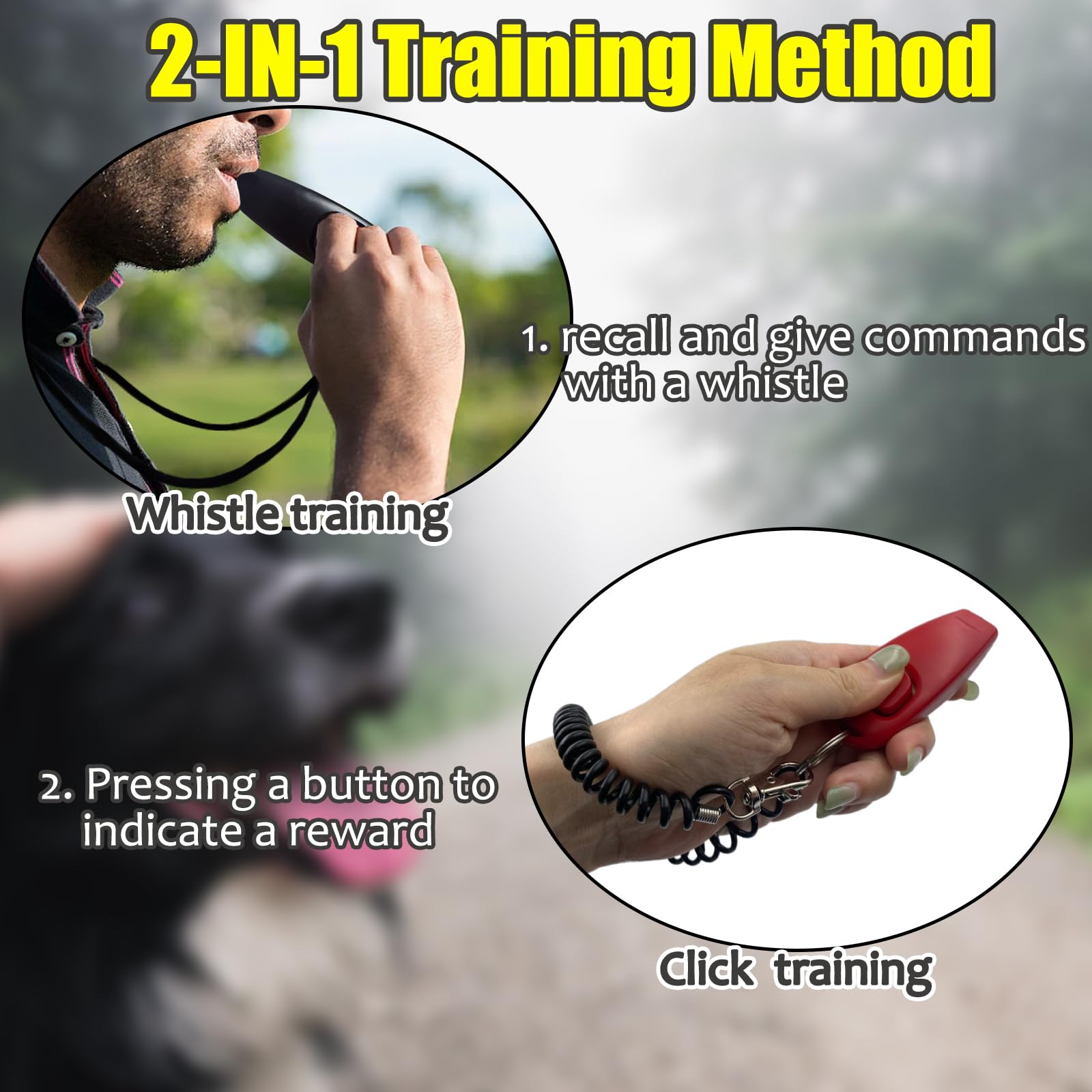 VPB Dog Whistles set,2 in 1 Combined Dog Clicker and Whistle,Dog whistles for recall and dog training whistle,with Adjustable Lanyard,Suitable for Dogs and Puppie - Image 2