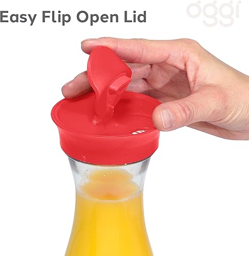 Miniatura 3 de OGGI Jarra transparente con tapa abierta, botella de jugo ideal, jarra transparente con tapa, jarra de té, jarra de agua, 1.6 litros (54 onzas),