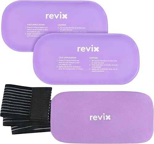 REVIX Paquete de 2 paquetes de hielo de gel reutilizables con cubierta suave, paquetes fríos multiusos de 10 x 5 pulgadas para lesiones, paquetes de