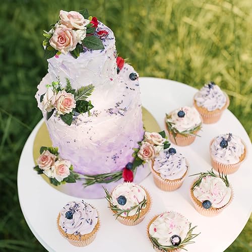 Miniatura 5 de RAYNAG 3 piezas de decoración de pastel de boda, decoración de pastel de boda, decoración de pastel de cumpleaños artificial, flor de rosa,