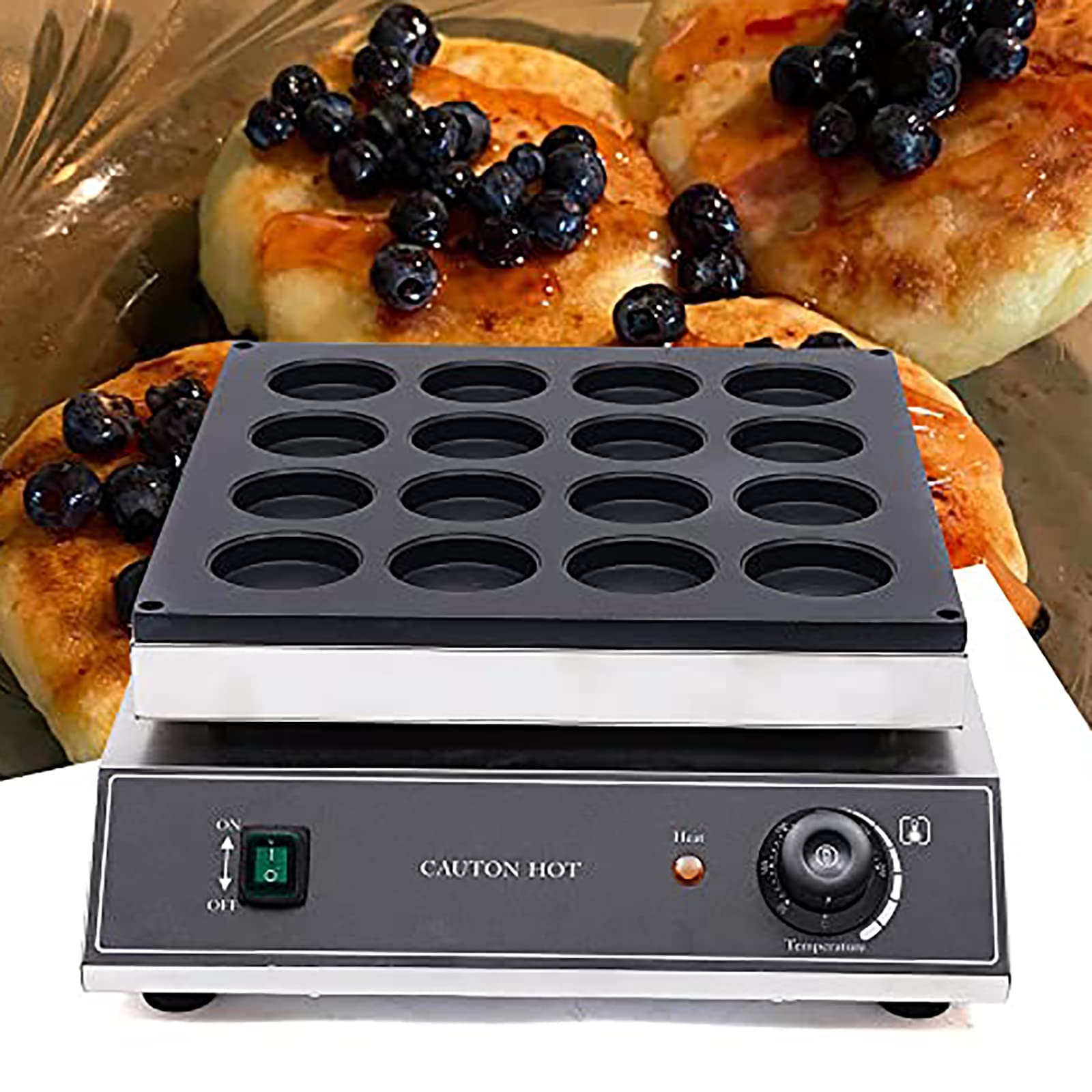 Máquina para hacer gofres eléctrica comercial, antiadherente, para hacer pasteles de frijoles rojos, con control de temperatura y tiempo, de acero inoxidable, para restaurantes, cafeterías y tiendas